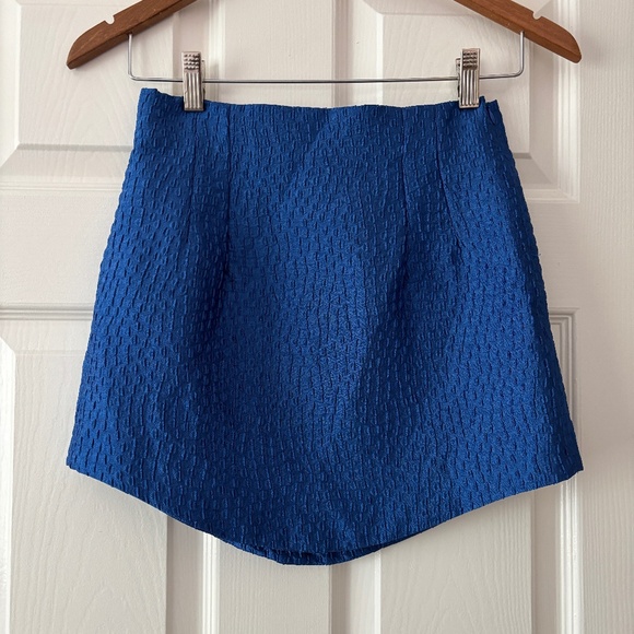 Zara Satin Effect Mini Skirt - Blue Size S/M - Picture 2 of 6